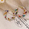 Colorful Contrast Pearl Wrapped Hoop Earrings