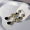 French Light Luxury Retro Baroque Fashionable Pearl Stud Black Diamond Teardrop Earrings