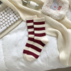 Spring Summer Ankola Red Striped Bow Mid-Calf Socks for Women