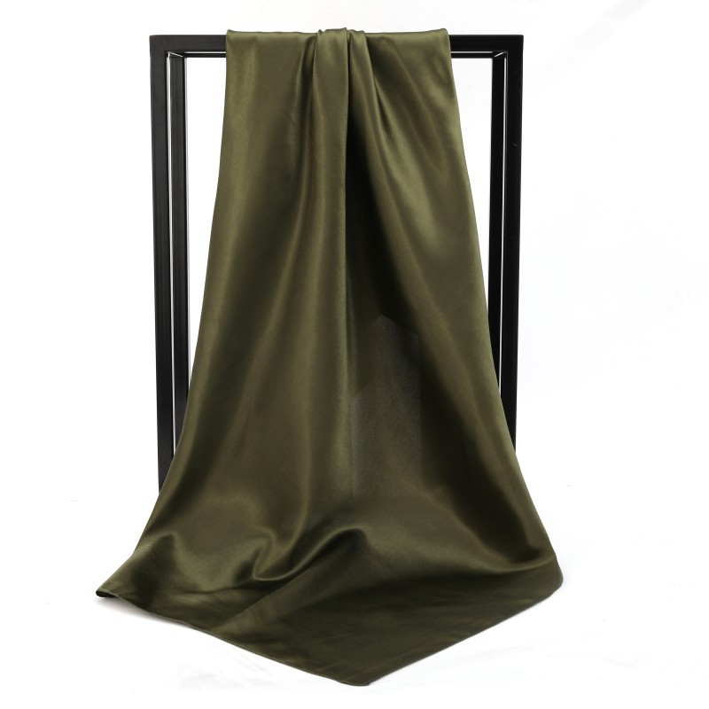 New Satin Solid Color 90*90cm Large Square Scarf for Women