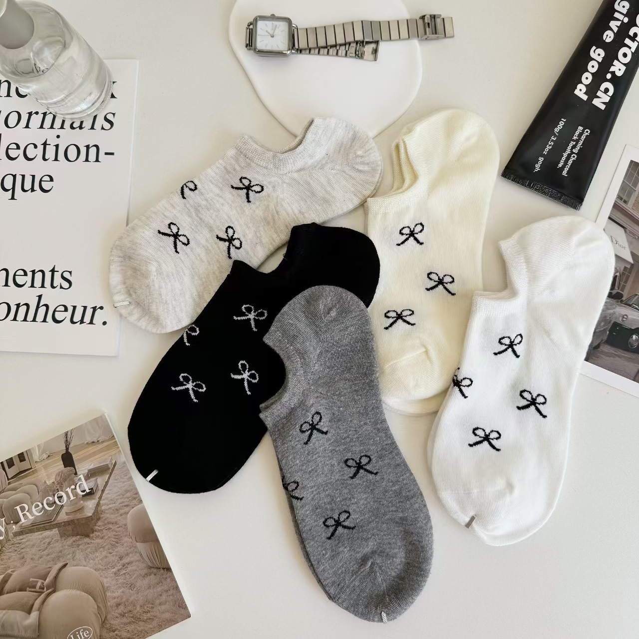 Summer Thin Bow Invisible No-Show Socks for Women