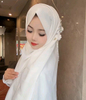 Premium Chiffon Hijab Set with Matching Floral Hair Accessory – Modest Fashion for Eid & Events