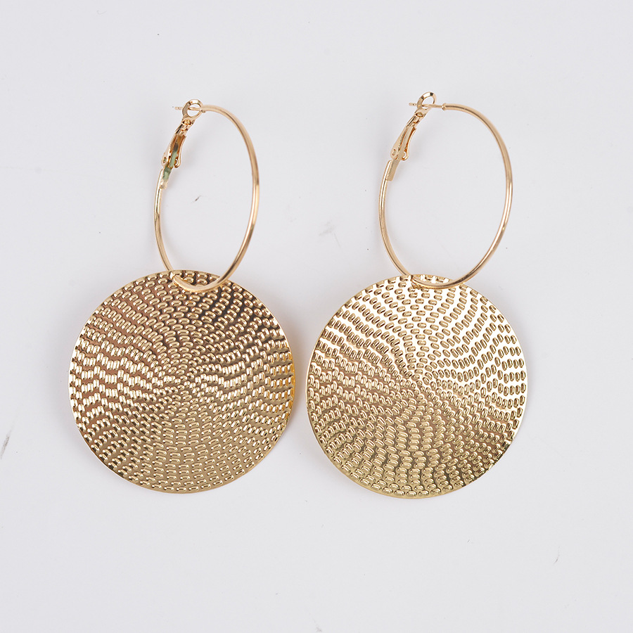 Vintage Round Pattern Disc Drop Earrings
