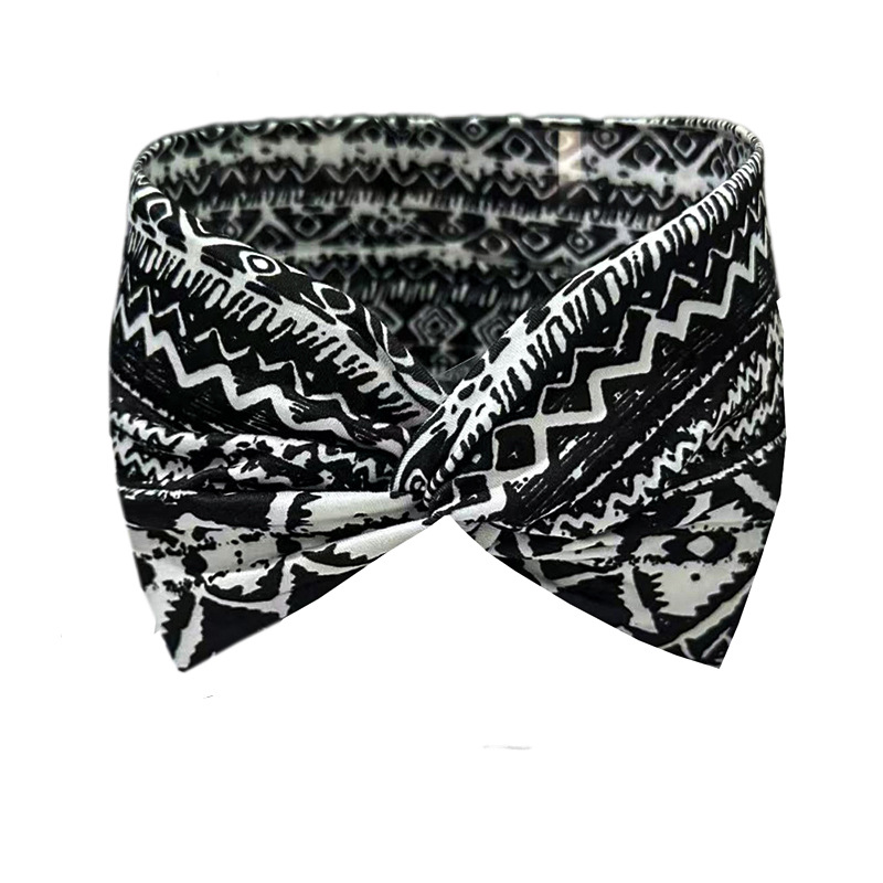 European & American Leopard Print Wide Cross Headband for Women