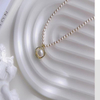 Delicate Pearl Chain Necklace with Circular Pearl Pendant | Dainty Choker for Women
