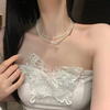 Vintage-Inspired Double Pearl Chain Necklace | Timeless Pearl Drop Accessory