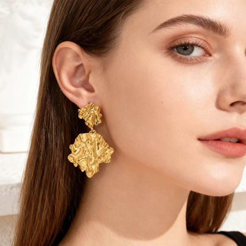 Tassel Flower Stainless Steel Earrings Luxury Earrings