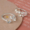 Silver Floral Branch Open Ring Set – Delicate Gold Accent Flower Statement Rings, Nature Inspired Jewelry for Women