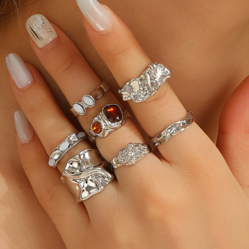 Vintage Geometric Metal Ring Set