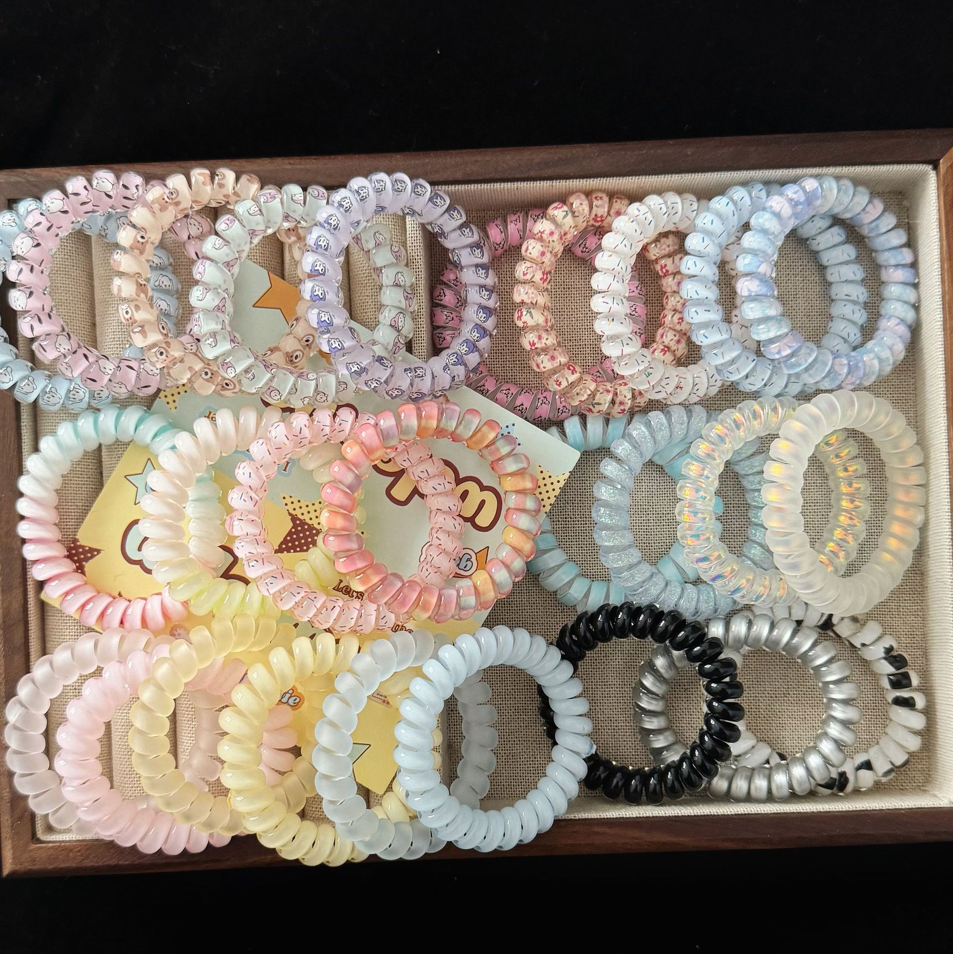 Gradient Spiral Hair Coils – Colorful Telephone Cord Hair Ties, No Crease Spiral Hair Elastics for Women & Girls