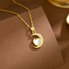 Fashion Gold Plated Moon Star Heart Pendant Necklace, Rhinestone Crescent Celestial Jewelry For Women