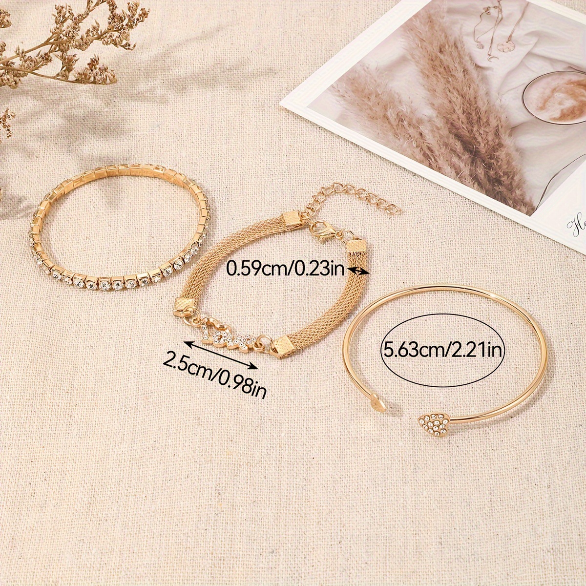 Love Heart Diamond Bracelet Jewelry Set for Women