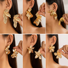 Light Luxury Textured Metal Petal Stud Earrings for Party & Daily