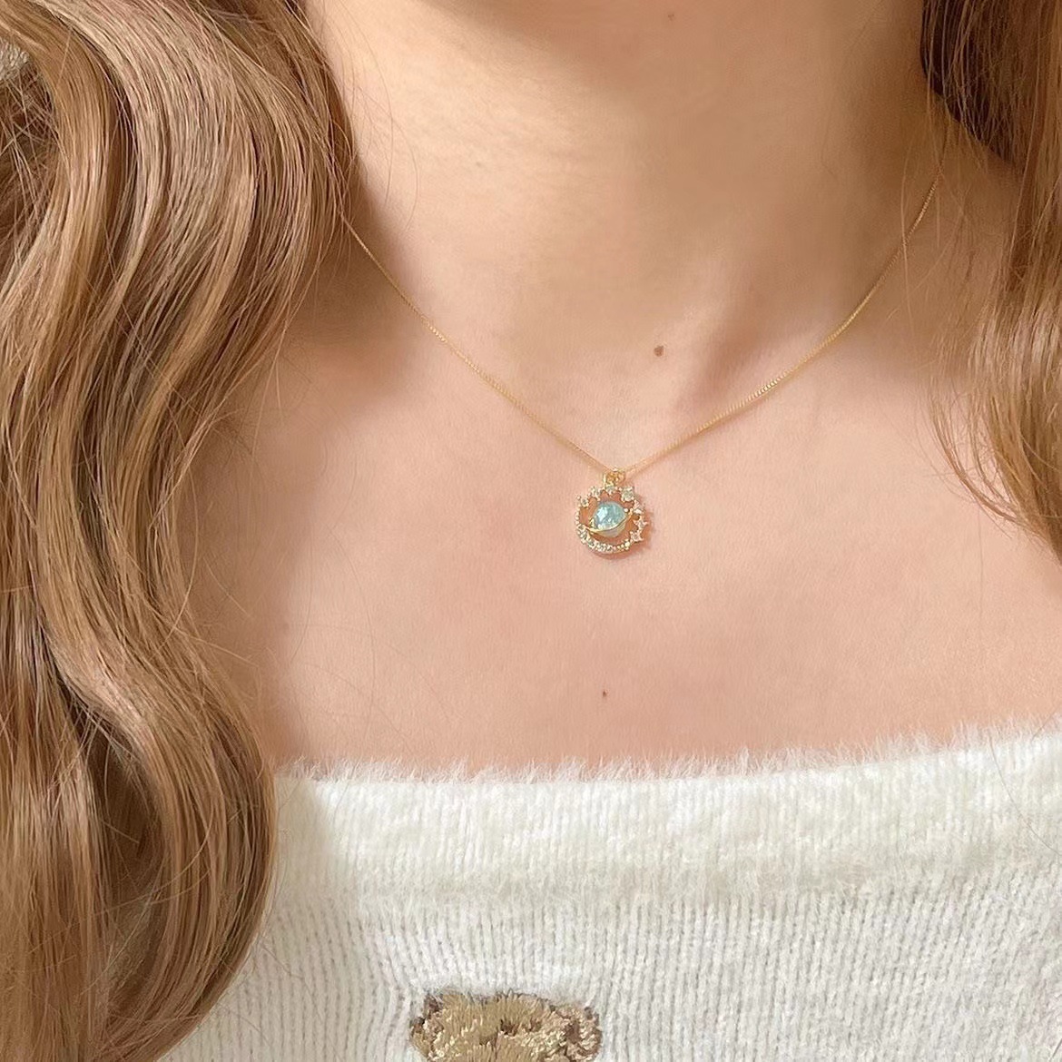 Dreamy Planet Universe Saturn & Earth Necklace