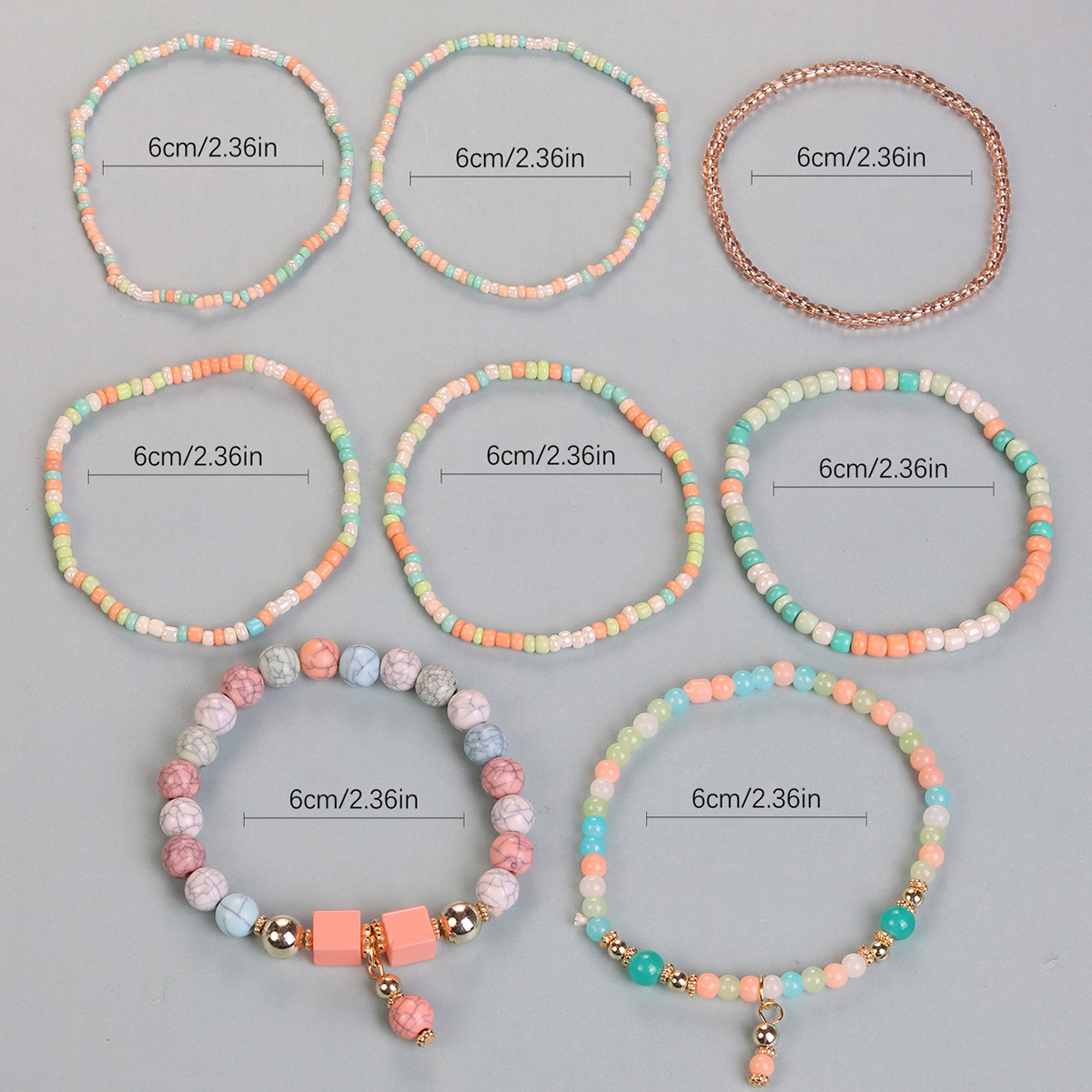 Boho Multi-Layer Beaded Bracelet Set with Turquoise Howlite Accents Stackable Beachy Jewelry
