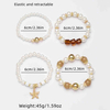 4pcs/Set Boho Pearl & Crystal Beaded Bracelets with Starfish Charm | Beachy Stackable Bracelet Set