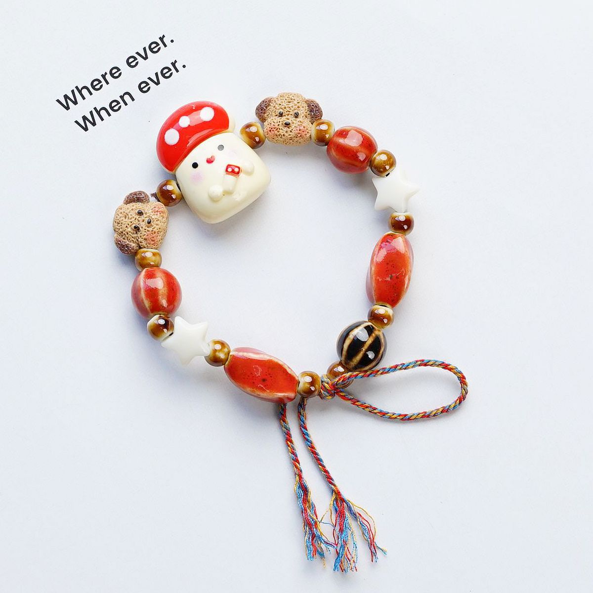 Cute Cartoon Ceramic Beaded Bracelet Set Handmade Adjustable Animal Food Charm Bracelets