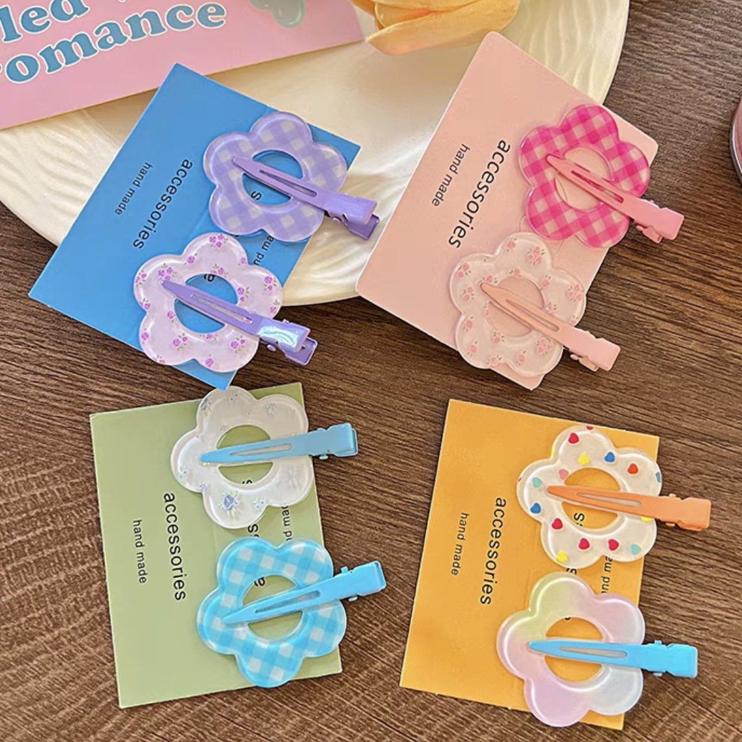 Cute Flower Shaped Acrylic Hair Clips for Women Girls