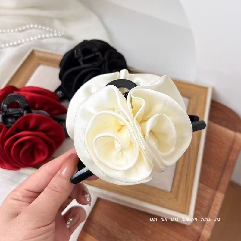 Elegant Satin Rose Hair Claw