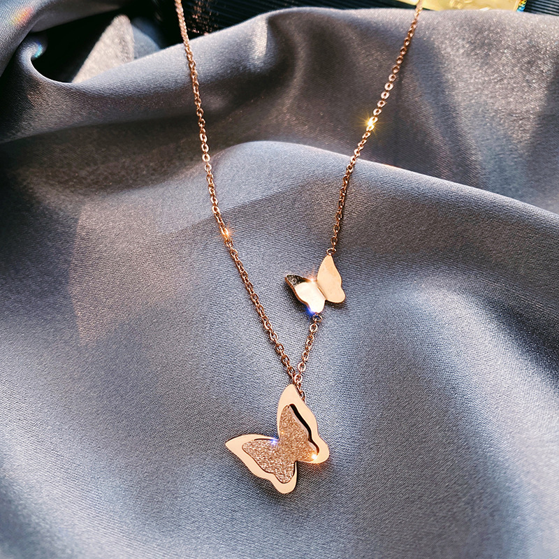 Dainty Layered Butterfly Necklace for Women Butterfly Pendant Choker Delicate Jewelry Gift for Her