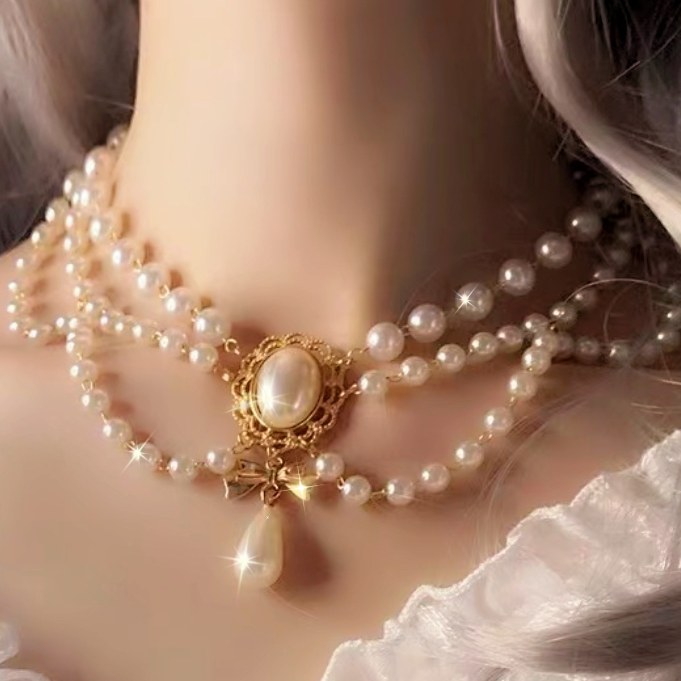 Vintage Double Layer Pearl Necklace