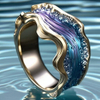 Ocean Wave Enamel Ring Collection – Blue/Purple Crystal Wave Statement Ring for Women Ocean Inspired Jewelry