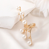 Luxury Pearl & Crystal Open Ring for Women – Asymmetric Gradient Pearl Statement Ring, Adjustable Gold Tone Fashion Jewelry