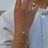 Original Handmade Stainless Steel Beaded Natural Stone Flower Linked Finger Bracelet