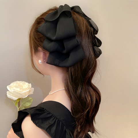 Elegant Chiffon Big Bow Banana Hair Clip