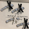 Polka Dot Bow Rhinestone Hair Clip