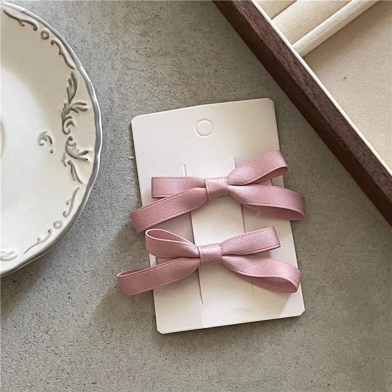 Satin Mini Bow Hair Clips Sweet Side Barrettes Girly Hair Pins