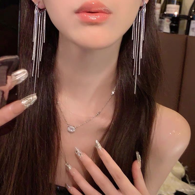 Long Gold Tassel Drop Earrings