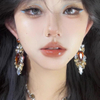 Antique Gold Tone Multi-Stone Statement Earrings