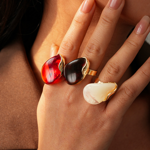 European Style Metal Zircon Square & Round Open Ring