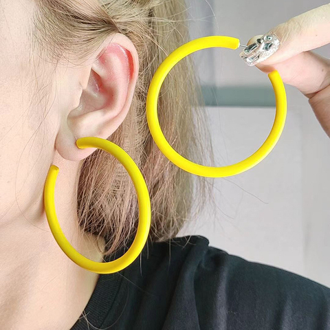 Matte C-Hoop Earrings for Women - Retro Oversized Open Hoop Earrings Lightweight Statement Jewelry