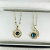 Fashion Moon Star Planet Pendant Necklace Blue Galaxy Stone Rhinestone Crescent Couple Jewelry For Women