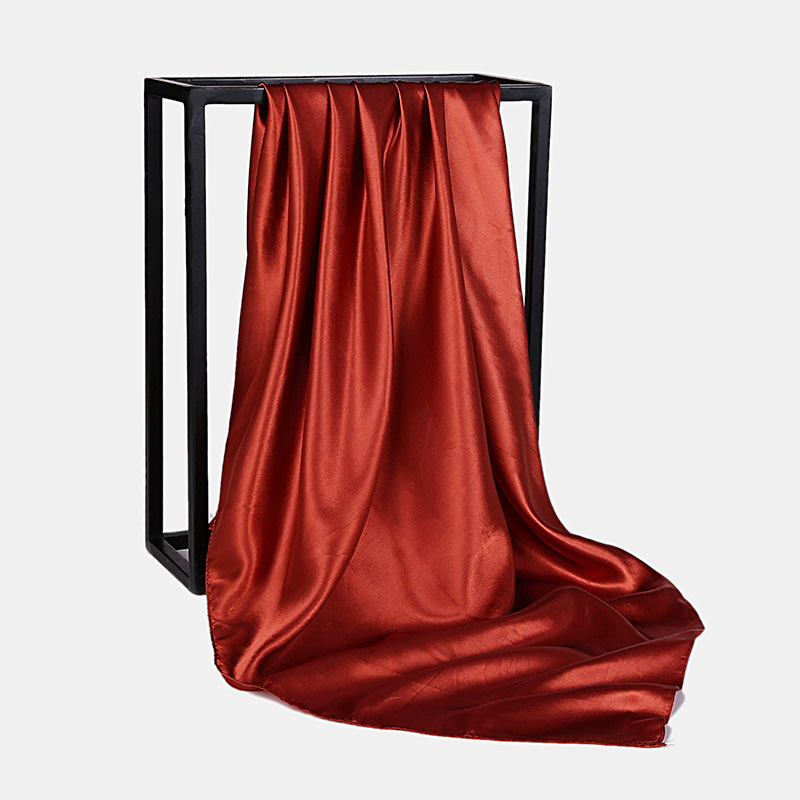 New Satin Solid Color 90*90cm Large Square Scarf for Women