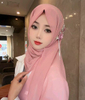 Premium Chiffon Hijab Set with Matching Floral Hair Accessory – Modest Fashion for Eid & Events