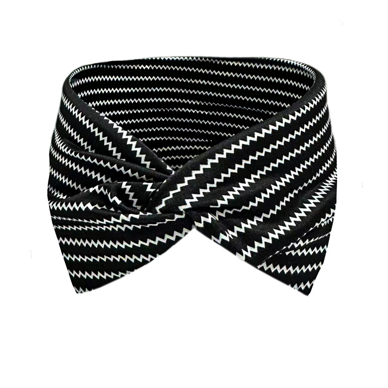 European & American Leopard Print Wide Cross Headband for Women