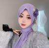 Dry Rose Solid Color Chiffon Square Scarf Flower Hui Ethnic Group Veil Headscarf for Women