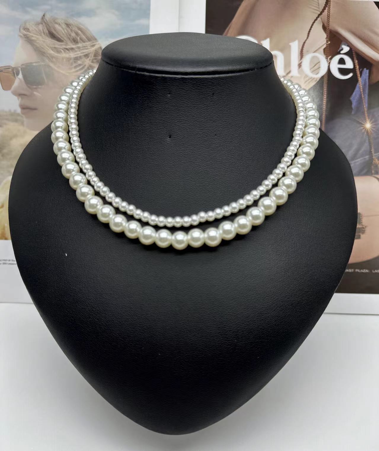 Double Layer Gradient Pearl Choker Necklace | Elegant Bridal Jewelry