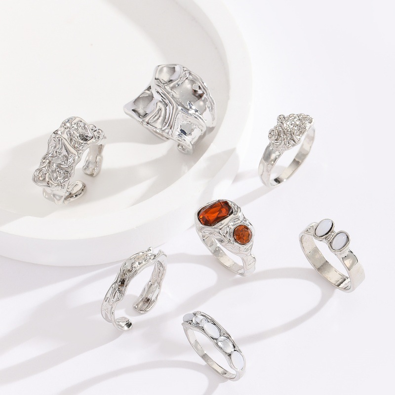 Vintage Geometric Metal Ring Set