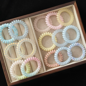 Gradient Spiral Hair Coils – Colorful Telephone Cord Hair Ties, No Crease Spiral Hair Elastics for Women & Girls