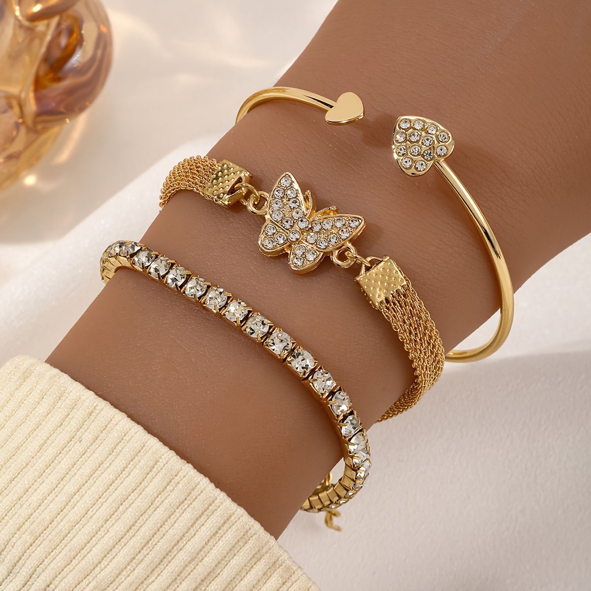 Love Heart Diamond Bracelet Jewelry Set for Women