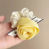Yellow Satin Flower Scrunchie