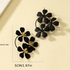 Vintage Camellia Flower Hoop Earrings