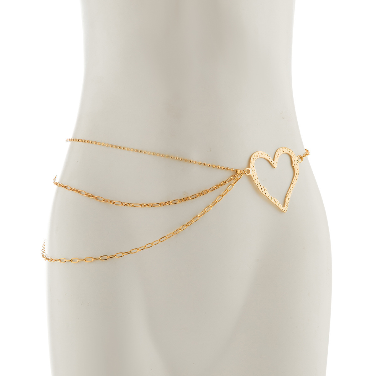 Sweet Cool INS Style Big Heart Waist Chain for Women – Metal Thin Body Chain
