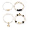 4pcs/Set Boho Pearl & Crystal Beaded Bracelets with Starfish Charm | Beachy Stackable Bracelet Set