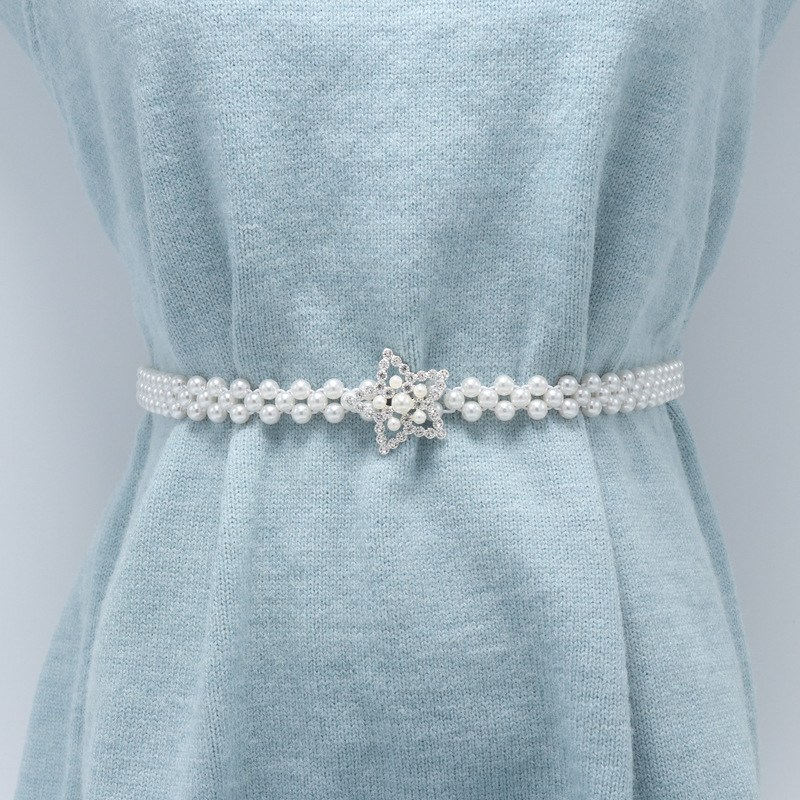 New Fashion Pearl Rhinestone Flower Waist Chain for Women