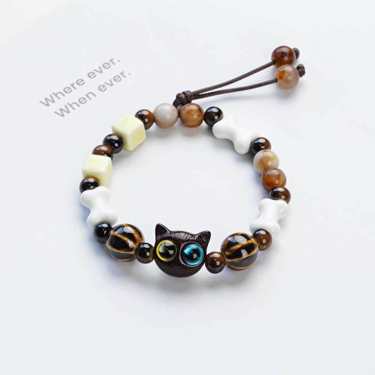 Cute Cartoon Ceramic Beaded Bracelet Set Handmade Adjustable Animal Food Charm Bracelets